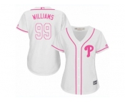 Women's Majestic Philadelphia Phillies #99 Mitch Williams Replica White Fashion Cool Base MLB Jersey