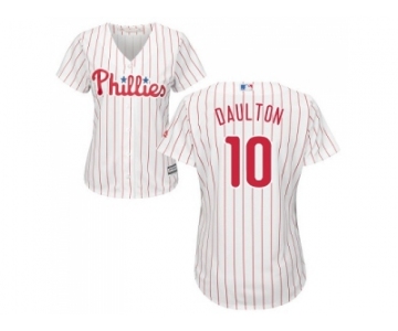 Women's Philadelphia Phillies #10 Darren Daulton White(Red Strip) Home Stitched MLB Jersey