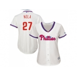 Women's Philadelphia Phillies #27 Aaron Nola Cream Alternate Stitched MLB Jersey