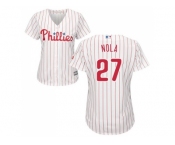 Women's Philadelphia Phillies #27 Aaron Nola White(Red Strip) Home Stitched MLB Jersey