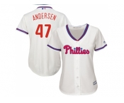 Women's Philadelphia Phillies #47 Larry Andersen Cream Alternate Stitched MLB Jersey