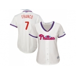 Women's Philadelphia Phillies #7 Maikel Franco Cream Alternate Stitched MLB Jersey