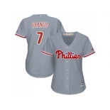 Women's Philadelphia Phillies #7 Maikel Franco Grey Road Stitched MLB Jersey