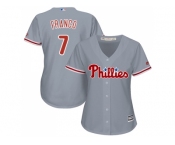 Women's Philadelphia Phillies #7 Maikel Franco Grey Road Stitched MLB Jersey