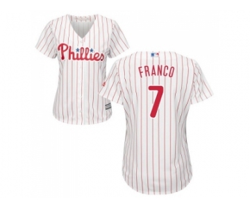 Women's Philadelphia Phillies #7 Maikel Franco White(Red Strip) Home Stitched MLB Jersey