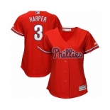 Women's Philadelphia Phillies Bryce Harper Majestic Scarlet Cool Base Replica Player Jersey