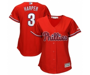 Women's Philadelphia Phillies Bryce Harper Majestic Scarlet Cool Base Replica Player Jersey