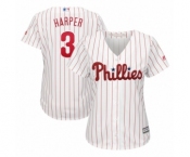 Women's Philadelphia Phillies Bryce Harper Majestic White Home Cool Base Replica Player Jersey