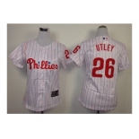 women mlb jerseys philadelphia phillies #26 utley white(red strip)