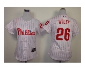 women mlb jerseys philadelphia phillies #26 utley white(red strip)