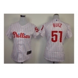 women mlb jerseys philadelphia phillies #51 ruiz white[red strip]