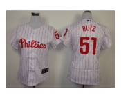 women mlb jerseys philadelphia phillies #51 ruiz white[red strip]