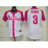 women mlb philadephia phillies #3 pence white pink[2012]