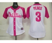 women mlb philadephia phillies #3 pence white pink[2012]