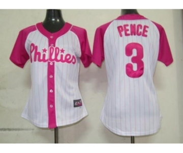 women mlb philadephia phillies #3 pence white pink[2012]