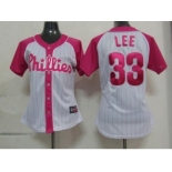 women mlb philadephia phillies #33 lee white pink[2012]