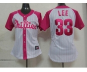 women mlb philadephia phillies #33 lee white pink[2012]