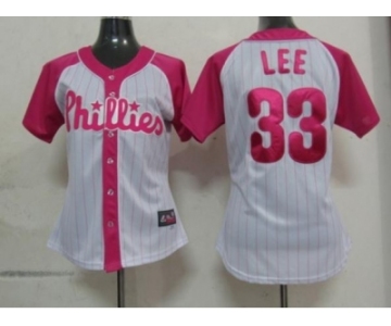 women mlb philadephia phillies #33 lee white pink[2012]