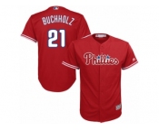 Youth Majestic Philadelphia Phillies #21 Clay Buchholz Replica Red Alternate Cool Base MLB Jersey