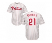 Youth Majestic Philadelphia Phillies #21 Clay Buchholz Replica White Red Strip Home Cool Base MLB Jersey