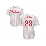 Youth Majestic Philadelphia Phillies #23 Aaron Altherr Authentic White Red Strip Home Cool Base MLB Jersey