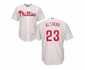 Youth Majestic Philadelphia Phillies #23 Aaron Altherr Authentic White Red Strip Home Cool Base MLB Jersey