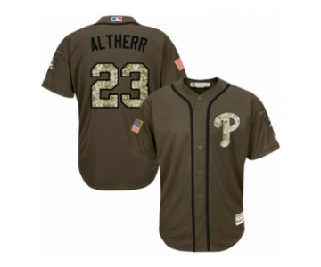 Youth Majestic Philadelphia Phillies #23 Aaron Altherr Replica Green Salute to Service MLB Jersey