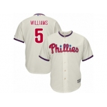 Youth Majestic Philadelphia Phillies #5 Nick Williams Authentic Cream Alternate Cool Base MLB Jersey