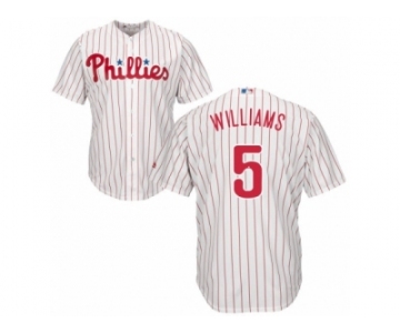 Youth Majestic Philadelphia Phillies #5 Nick Williams Replica White Red Strip Home Cool Base MLB Jersey