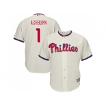 Youth Philadelphia Phillies #1 Richie Ashburn Cream Cool Base Stitched MLB Jersey