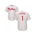 Youth Philadelphia Phillies #1 Richie Ashburn White(Red Strip) Cool Base Stitched MLB Jersey