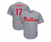 Youth Philadelphia Phillies #17 Rhys Hoskins Grey Cool Base Stitched MLB Jersey