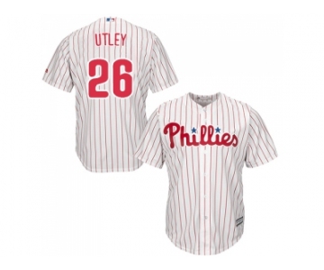 Youth Philadelphia Phillies #26 Chase Utley Stitched White Red Strip MLB Jersey