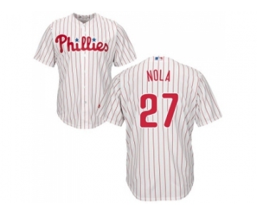 Youth Philadelphia Phillies #27 Aaron Nola White(Red Strip) Cool Base Stitched MLB Jersey