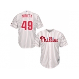 Youth Philadelphia Phillies #49 Jake Arrieta White(Red Strip) Cool Base Stitched MLB Jersey