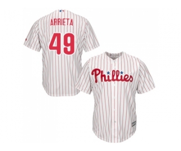 Youth Philadelphia Phillies #49 Jake Arrieta White(Red Strip) Cool Base Stitched MLB Jersey