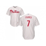 Youth Philadelphia Phillies #7 Maikel Franco White(Red Strip) Cool Base Stitched MLB Jersey