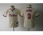 youth mlb philadelphia phillies #3 pence Cream