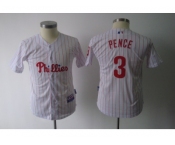 youth mlb philadelphia phillies #3 pence white[red strip]