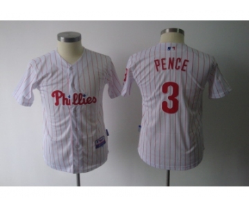 youth mlb philadelphia phillies #3 pence white[red strip]