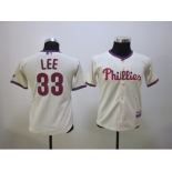 youth mlb philadelphia phillies #33 cliff lee cream