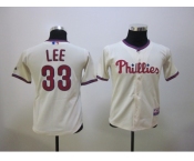 youth mlb philadelphia phillies #33 cliff lee cream