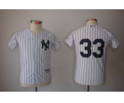 Youth MLB New York Yankees #33 Nick Swisher White Jerseys