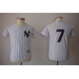 Youth MLB New York Yankees #7 Mickey Mantle White Jerseys