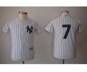 Youth MLB New York Yankees #7 Mickey Mantle White Jerseys