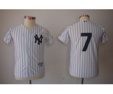 Youth MLB New York Yankees #7 Mickey Mantle White Jerseys