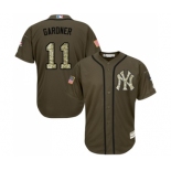 Youth Majestic New York Yankees #11 Brett Gardner Authentic Green Salute to Service MLB Jersey