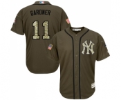 Youth Majestic New York Yankees #11 Brett Gardner Authentic Green Salute to Service MLB Jersey