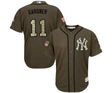 Youth Majestic New York Yankees #11 Brett Gardner Authentic Green Salute to Service MLB Jersey