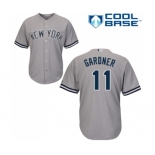 Youth Majestic New York Yankees #11 Brett Gardner Authentic Grey Road MLB Jersey